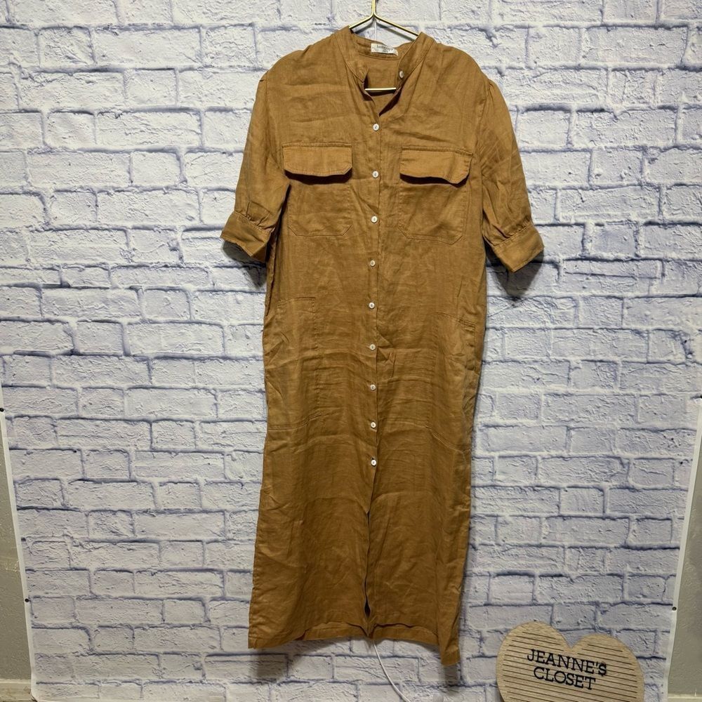 Lanhtropy safari shirt dress size M - missing belt 100% linen